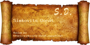 Simkovits Donát névjegykártya